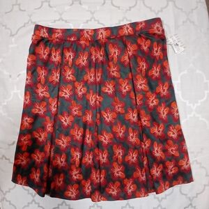 Lularoe Women's Madison Gray and Red Floral Jacquard Skirt Size 3XL NWT